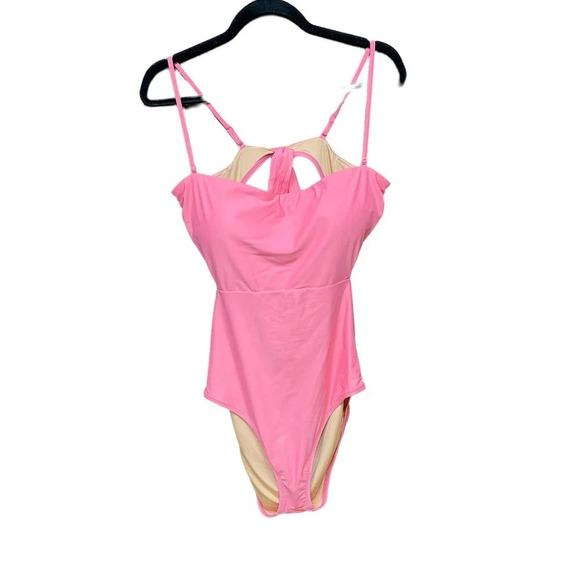 J. Crew Cutout Tie-Back One Piece Swimsuit Tea Rose Pink‎ Size 16 - Picture 3 of 14
